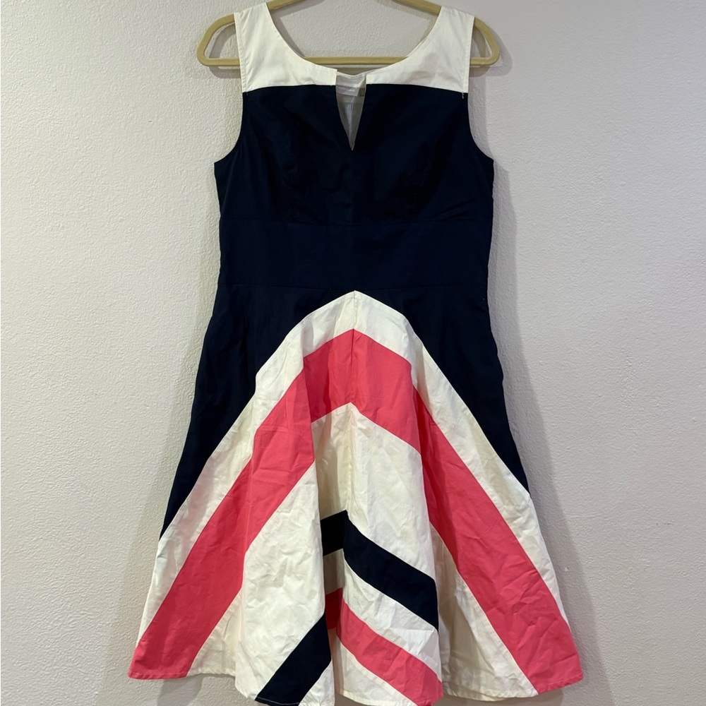 eShakti Navy, Pink, and Cream Dress